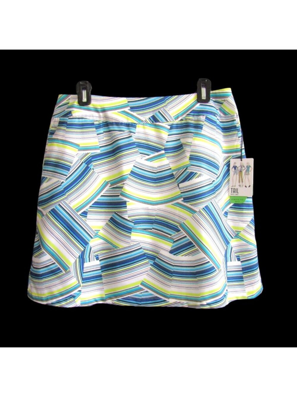 Tail Golf Skort Womens Size 10 Blue Lime Broken Stream Stripe 18" Back Flare New